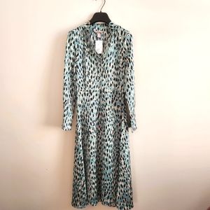 H&M NWT XXS mint green long sleeve dress, midi, white and black polka do…